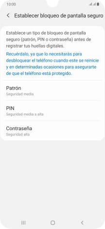 Pulsa el código de seguridad deseado y sigue las indicaciones de la pantalla para crear un código de seguridad del teléfono adicional.