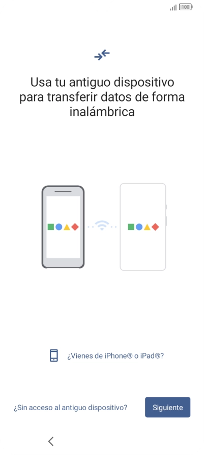Pulsa Siguiente y sigue las indicaciones de la pantalla para transferir el contenido de otro teléfono.