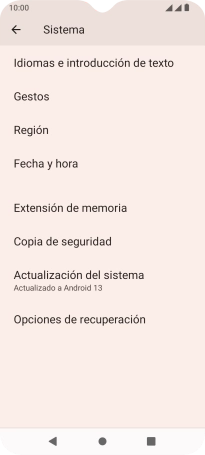 Pulsa Actualizacion del sistema. Si hay una versión de software nueva disponible, aparecerá ahora en la pantalla. Sigue las indicaciones de la pantalla para actualizar el software del teléfono.