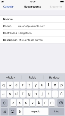 Pulsa Correo e introduce tu dirección de correo electrónico.