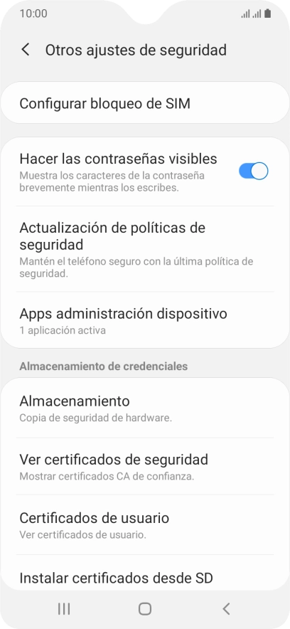 Pulsa Configurar bloqueo de SIM. Pulsa Configurar bloqueo de SIM.