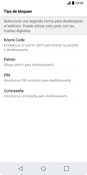 Pulsa el código de seguridad deseado y sigue las indicaciones de la pantalla para crear un código de seguridad del teléfono adicional.