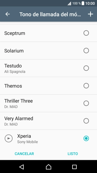 Pulsa el icono de añadir timbre de llamada y desplázate a la carpeta deseada. Pulsa el icono de añadir timbre de llamada y desplázate a la carpeta deseada.