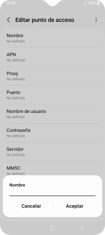 Introduce Vodafone Internet y pulsa Aceptar.