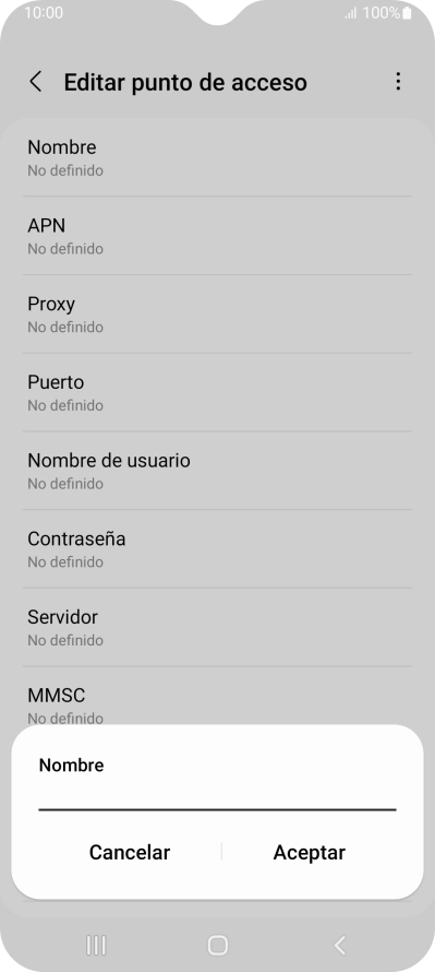 Introduce Vodafone Internet y pulsa Aceptar.