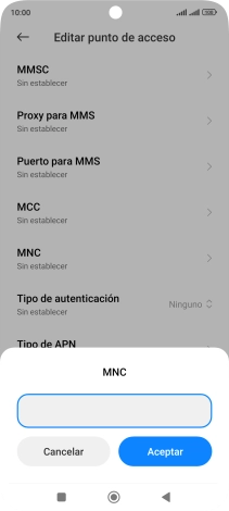 Introduce 01 y pulsa Aceptar.