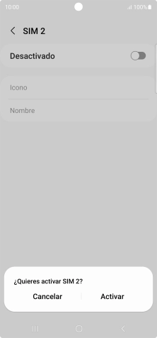 Si desactivas la tarjeta SIM, pulsa Activar.