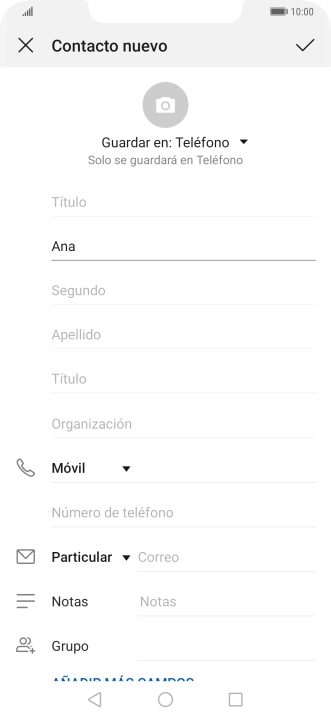 Pulsa Apellido e introduce el apellido.