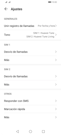 Pulsa Más bajo la tarjeta SIM deseada.