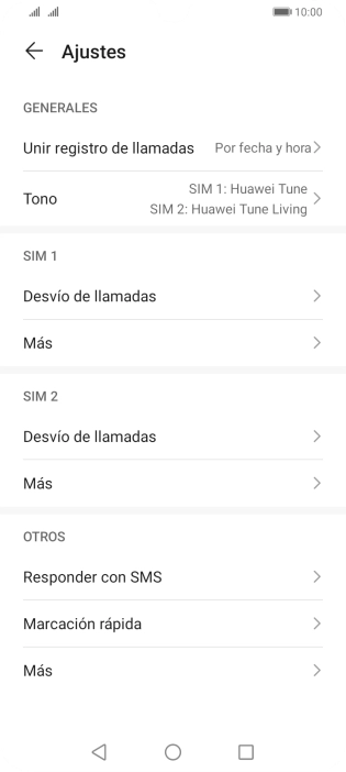 Pulsa Más bajo la tarjeta SIM deseada.