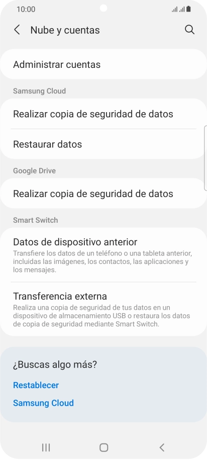 Pulsa Administrar cuentas.