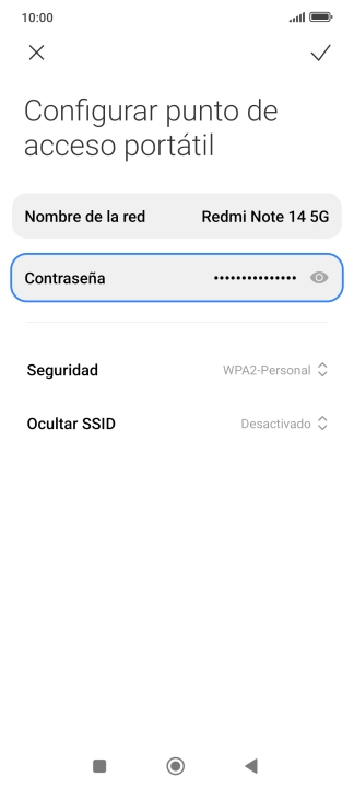 Pulsa Nombre de la red e introduce el nombre deseado de la conexión wifi