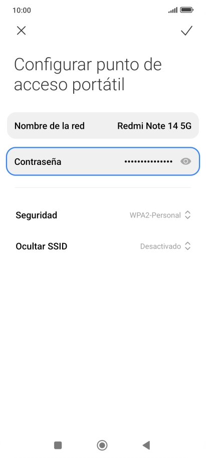 Pulsa Nombre de la red e introduce el nombre deseado de la conexión wifi