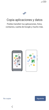 Puedes transferir el contenido de otro teléfono cuando activas tu teléfono por primera vez y cuando lo has restablecido. Cuando aparezca en la pantalla del teléfono esta imagen, ya está listo para la transmisión del contenido del otro teléfono.