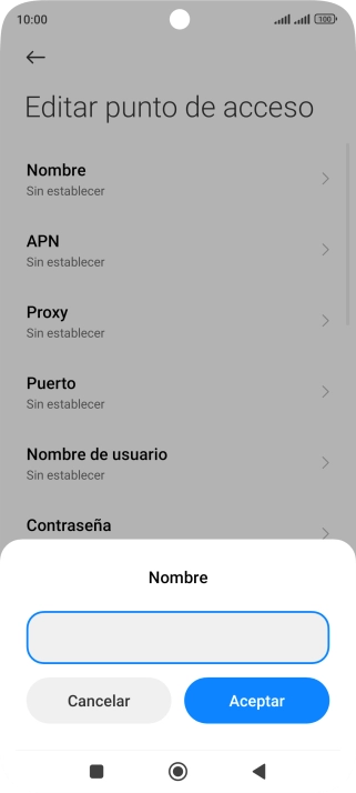 Introduce Vodafone Internet y pulsa Aceptar.