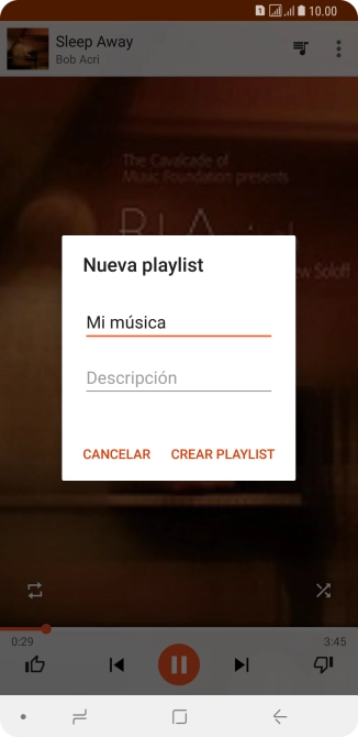 Introduce el nombre deseado de la lista de reproducción y pulsa CREAR PLAYLIST.