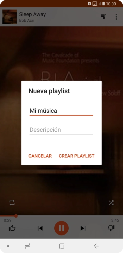 Introduce el nombre deseado de la lista de reproducción y pulsa CREAR PLAYLIST.