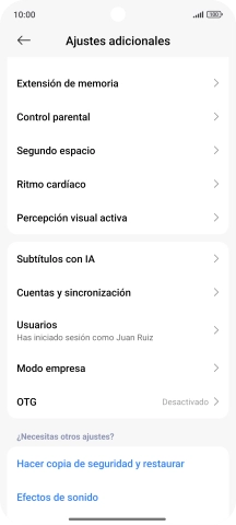 Pulsa Cuentas y sincronización.