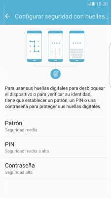 Pulsa el código de seguridad deseado y sigue las instrucciones de la pantalla para crear el código seleccionado.