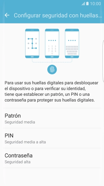 Pulsa el código de seguridad deseado y sigue las instrucciones de la pantalla para crear el código seleccionado.
