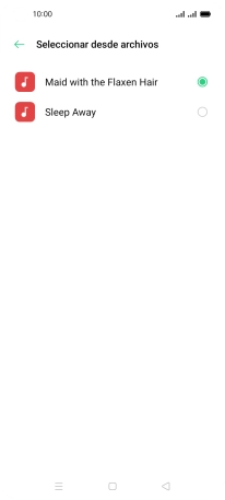 Al encontrar un timbre de llamada de tu gusto, pulsa la tecla de retroceso.