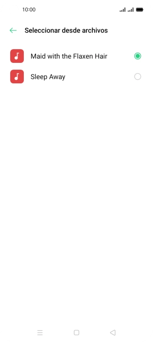 Al encontrar un timbre de llamada de tu gusto, pulsa la tecla de retroceso.