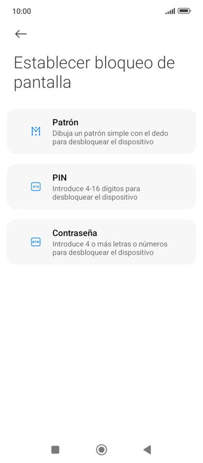 Pulsa el código de seguridad deseado.