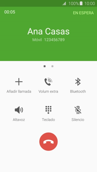 Pulsa el icono de finalizar llamada.