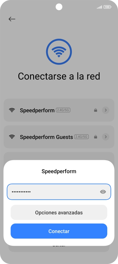 Introduce la contraseña de la red wifi y pulsa Conectar.