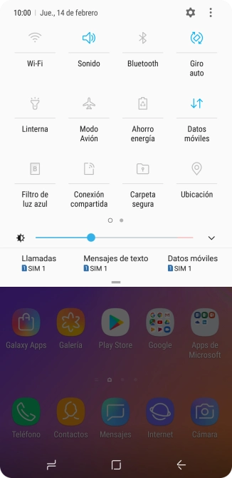 Pulsa el icono de datos móviles para activar o desactivar la función.