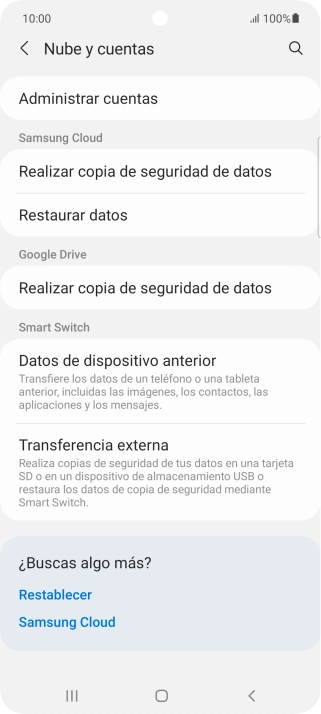 Pulsa Administrar cuentas.