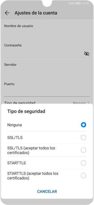Pulsa Ninguna para desactivar la función.
