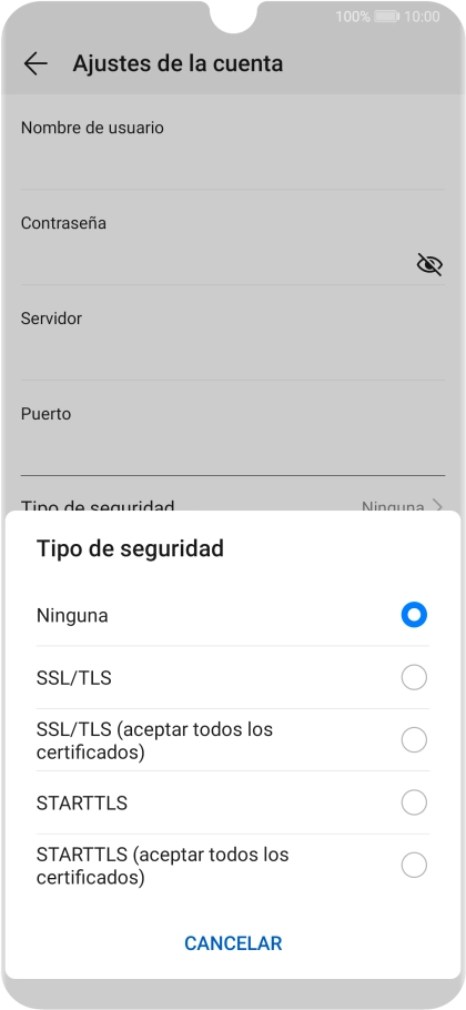 Pulsa Ninguna para desactivar la función.