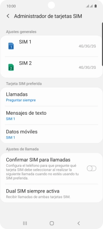 Pulsa la tarjeta SIM deseada. Pulsa la tarjeta SIM deseada.