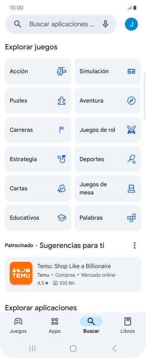 Pulsa en el campo de búsqueda.