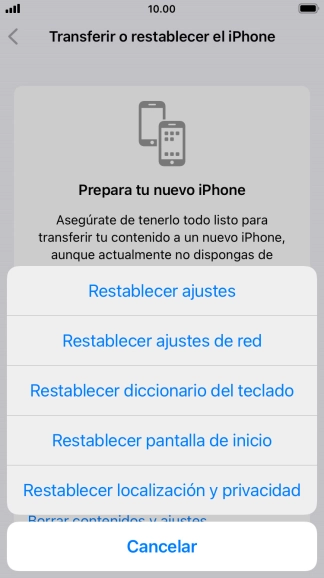 Pulsa Restablecer ajustes.