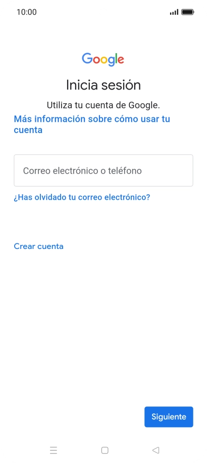 Si no tienes una cuenta de Google, pulsa Crear cuenta y sigue las indicaciones de la pantalla para ver cómo crear una cuenta nueva.