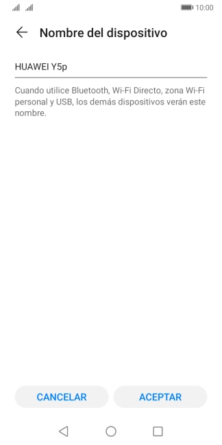 Introduce el nombre deseado de la conexión wifi y pulsa ACEPTAR.