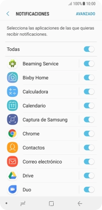 Pulsa el indicador junto a la app deseada para activar o desactivar la función.