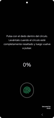 Sigue las indicaciones de la pantalla para crear una huella digital como código de seguridad.