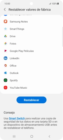 Pulsa Restablecer.