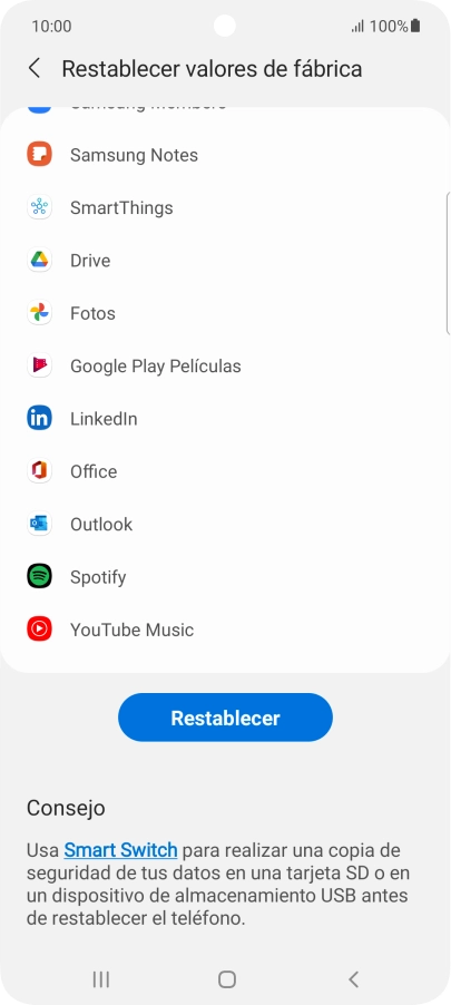 Pulsa Restablecer.