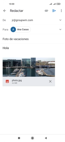 Pulsa el icono de envío cuando termines de escribir el correo electrónico.