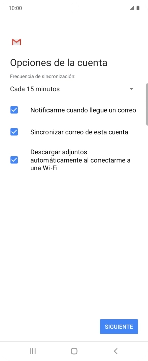 Si aparece en la pantalla esta imagen, tu cuenta de correo electrónico ha sido reconocida y configurada automáticamente. Sigue las indicaciones de la pantalla para introducir más información y terminar la configuración.