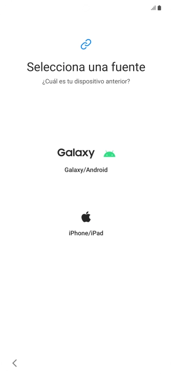 Pulsa el ajuste deseado y sigue las instrucciones de la pantalla para transferir el contenido del otro teléfono.