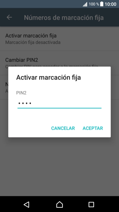 Introduce el código PIN2 y pulsa ACEPTAR.