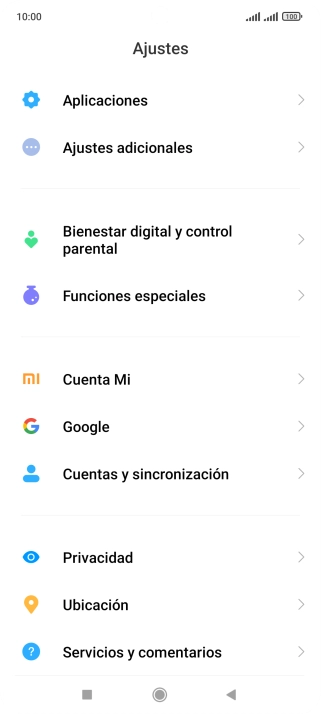 Pulsa Cuentas y sincronización.