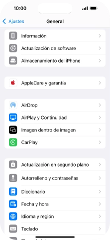 Pulsa Actualización en segundo plano.