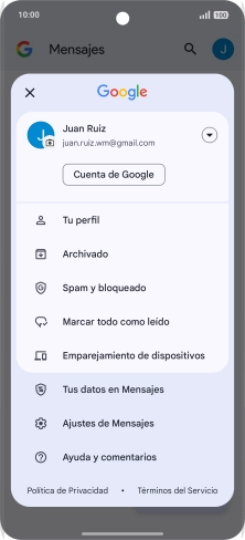 Pulsa Ajustes de Mensajes.
