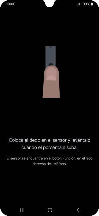 Sigue las indicaciones de la pantalla para crear una huella digital como código de seguridad.
